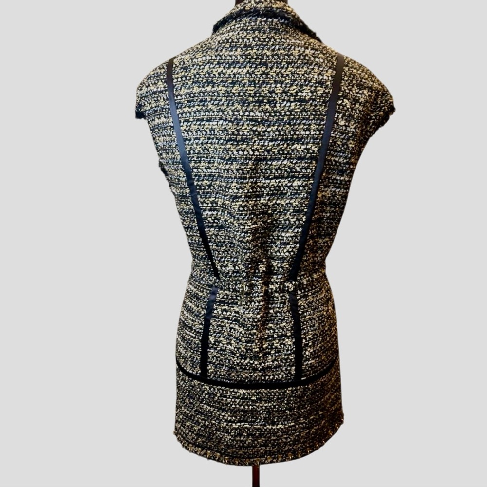 Ramy Brook Emersyn Tweed Wool & Mohair Blend Vest – Black & Gold – Size Medium - Picture 7 of 11